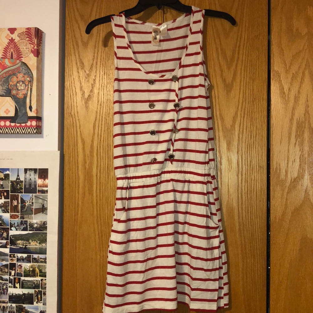 Red and White Striped Skirt Romper